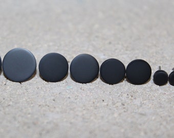 Matte Black Stud Earrings: Unisex Polymer Clay, Stainless Steel