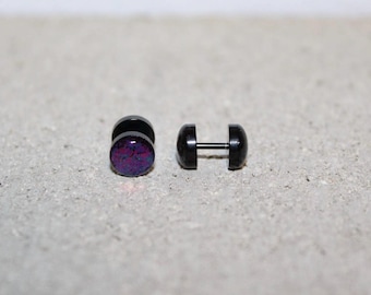 Cosmic Fake Gauge Earrings: Stainless Steel Screw Dumbbell