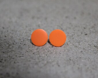 Neon Orange Clay Stud Earrings: Lightweight Stainless Steel