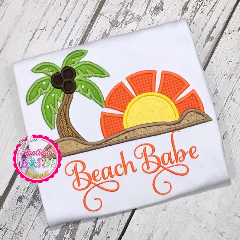 Beach Sunset Applique Design Beach Machine Applique Design Etsy