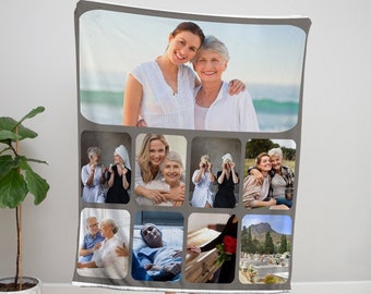 Personalized Memorial Throw Blanket mom loss gift, Custom Photo Collage blanket Sympathy gift, Grandma bereavement present Pet Memorial Gift