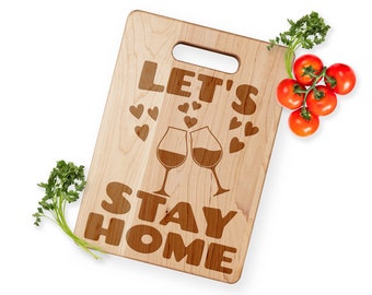 Let's stay home walnut wood cutting board farmhouse kitchen, maple cheese board, wooden serving charcuterie board, breadboards