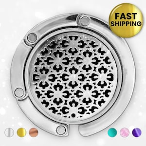 Floral Filigree Purse Hook for Table Gift For Mom, Silver Handbag Hanger, Personalized Folding Bag Hanger Bag Holder or desk in 12 Colors