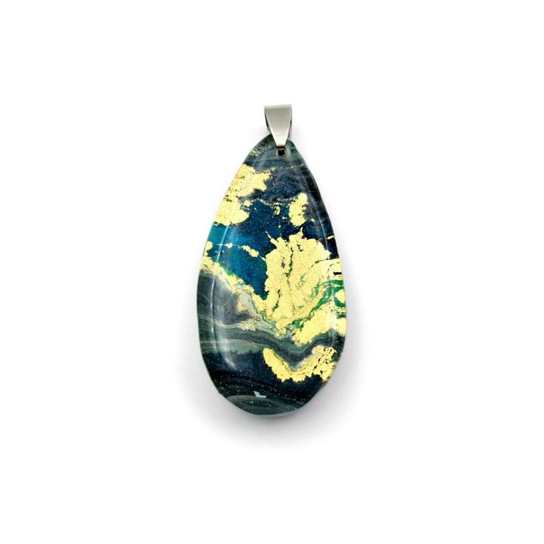 beach sea wave 5 year anniversary present cloud necklace hippie chick 27th birthday gift mixed media jewelry Ocean art eco resin pendant