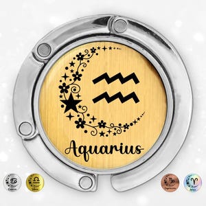 Gancio per borsa con segno zodiacale per tavolo, gancio per borsa con lettera monogramma, gancio per borsa da matrimonio personalizzato, regalo personalizzato per suocera