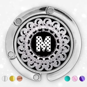 Portaborse personalizzato con iniziale monogramma, gancio per borsa personalizzato per tavolo, gancio per borsa in filigrana personalizzato, regalo di compleanno per la mamma per la fidanzata