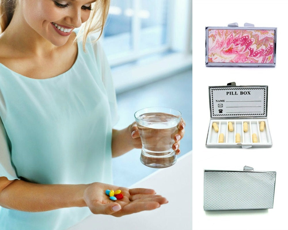 Decorative pill box pill organizer Metal pill boxes 7 day Etsy