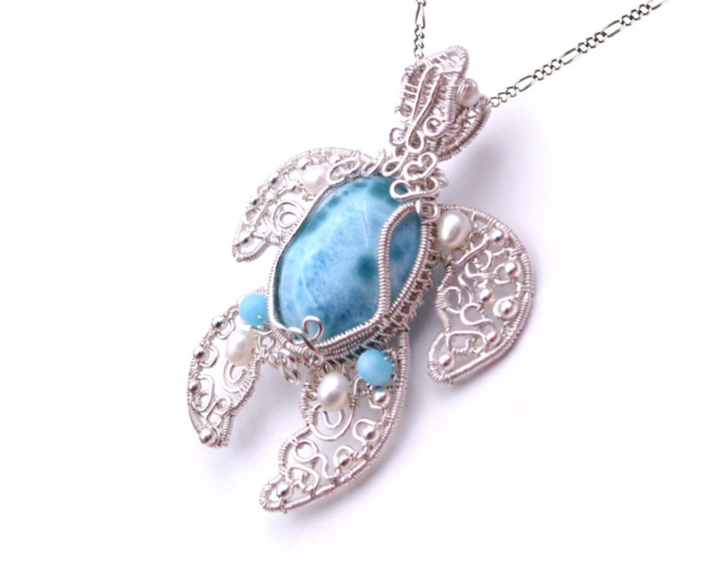 Handmade Laramar Wire Wrapped Pendant in Sterling Silver Wire