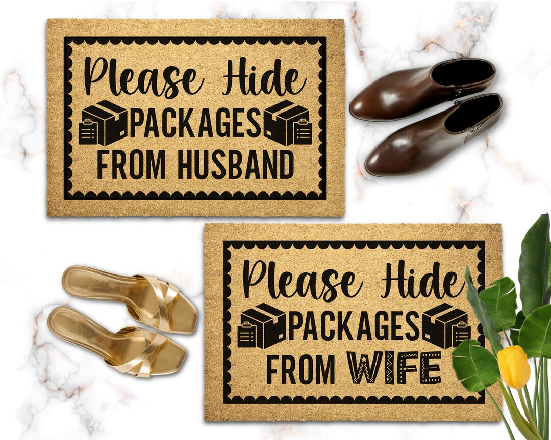 Please Hide Packages From Wife Coir Doormat, Husband Housewarming Newly