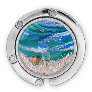 Ocean art Taschenhaken für den Tisch, faltbare Handtaschenaufhänger Hochzeitsgeschenke, Mom tragbare Taschenbaumler Muttertagsgeschenk, etwas Blaues Strandharz