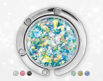 Mom birthday gifts from daughter Purse Hook for table, retractable badge reel, compact mirror wedding favors, pendant necklace, bag hanger