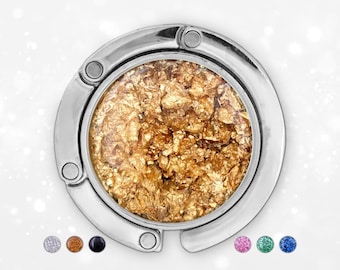 Purse hook for table travel gifts for mom, retractable nurse badge reel, compact mirror desk accessories, bag hanger office desk accessory