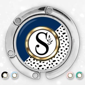 Crochet de sac à main initial monogramme personnalisé pour cadeau de table pour fille, enrouleur de badge nominatif personnalisé, collier, cintre de sac chorégraphe pour femme