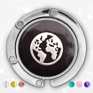 Weltkarte Taschenhaken für Tischgeschenk für Mama, Globus Charm Taschenhalter, Fernweh tragbarer, faltbarer Geldbörsenhalter, Schreibtischzubehör, Reisegeschenk