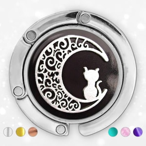 Gancio per borsa a forma di gatto sulla luna per tavolo, gancio per borsa a forma di gatto, porta borsa pieghevole a forma di gatto e luna, regalo per la festa della mamma, regalo per gli amanti dei gatti