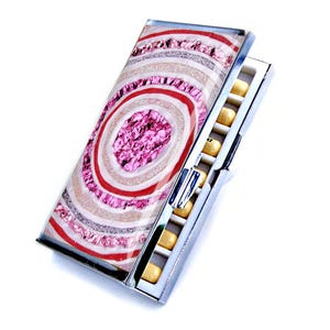 Geode Pill Organizer, Visitenkartenhalter mit individuellem Namen, wöchentliches Pillenbox-Niechengeschenk, Büroangestellte, personalisiertes Kreditkartenetui