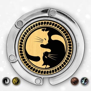 Regalo personalizzato per la mamma, gancio per borsa Yin Yang Cat per tavolo, gancio per borsa, ciondolo panda per nonna, porta badge RN per ragazza capo, specchio compatto