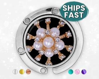 Rhinestone Pearl Purse Hook for Table Mom Birthday Gift, Flower  Bag Holder, Bling Handbag Hanger, office desk accessories coworker gift