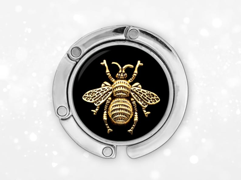 Bumble Bee purse hanger, queen bee purse hook for table, bee hive bag table hook bee keeper gifts, portable hanger holder, handbag hook image 15