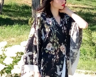 Bohemian Women Silk Kimono, Silk Pajama Robe, Festival Kimono, Japanese Kimono, Maxi Robe,