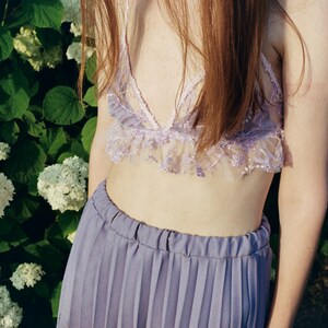 Lavender and pink sheer lace bralette, lavender lace, lace bralette, sheer bra, violet sheer bra image 4