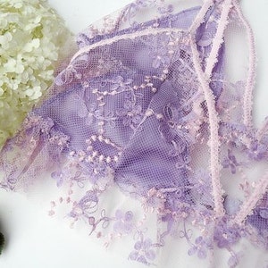 Lavender and pink sheer lace bralette, lavender lace, lace bralette, sheer bra, violet sheer bra image 1