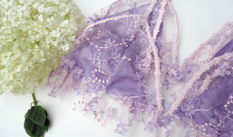 Lavender and pink sheer lace bralette, lavender lace, lace bralette, sheer bra, violet sheer bra image 1