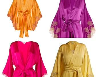 Silk robe for women, Old Hollywood kimono