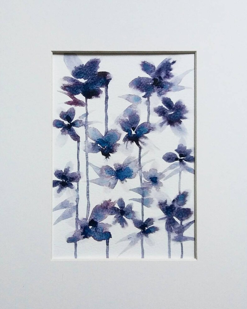 Watercolor Indigo Flowers Wall Decor Wall Art Nursery Etsy