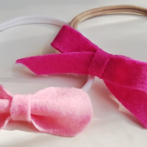 2 Felt Bows Set, Headbands, Elastic Band, Fit all, Photo Prop, Baby Headband, Pink, Head accessories, Baby accessories, Felt bow