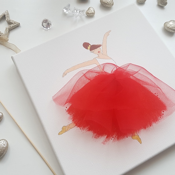 Princesse Ballerine, Tutu princesse, Ballerine élégante, Princesse, Chambre des filles, Accessoires photo, Cadeau parfait, Décoration murale, Baby shower, Rouge