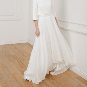 High low wedding skirt • minimalistic dress • crop top wedding dress • two piece wedding dress • bridal separates for modern bride
