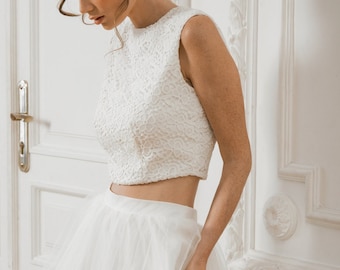 Crop top wedding dress • two piece wedding dress • bridal separates lace top