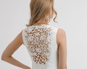 Abito da sposa con schiena in pizzo: abito da sposa semplice ed elegante - taglia S