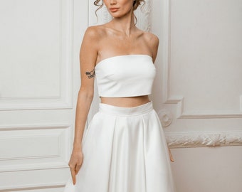 30 Jaw-Droppingly Crop Top Two-piece Wedding Dresses  2 piece wedding dress,  Wedding dresses, Two piece wedding dress