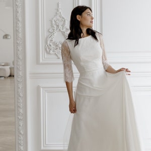Lace wedding dress long sleeves dres minimalist dress casual wedding dress unique wedding dress image 4