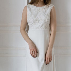 Lace wedding dress short sleeves dress simple wedding dress minimalistic dress romantic white dress A-line dress image 6