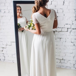 Lace wedding dress • civil wedding dress • chiffon wedding dress • minimalist dress • casual wedding dress