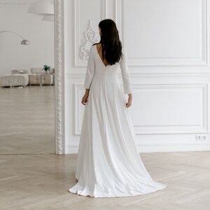 Ready to ship Wedding dress // Long sleeve wedding dress • winter wedding dress • simple A line minimalist wedding dress • SAMPLE SALE