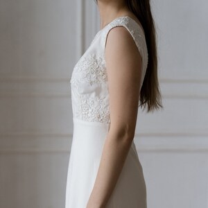 Lace wedding dress short sleeves dress simple wedding dress minimalistic dress romantic white dress A-line dress image 7