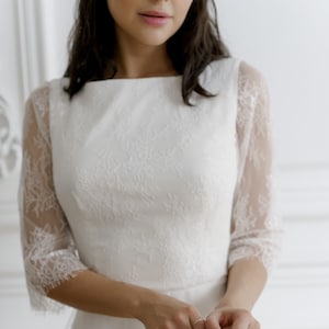 Lace wedding dress long sleeves dres minimalist dress casual wedding dress unique wedding dress image 3
