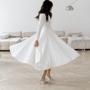 Modest wedding dress • boat neckline with long sleeves • winter wedding dress • simple wedding dress • reception dress • cocktail dress