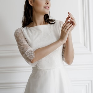 Lace wedding dress long sleeves dres minimalist dress casual wedding dress unique wedding dress image 2