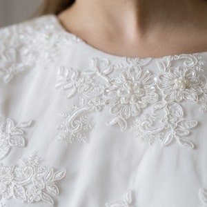 Lace wedding dress short sleeves dress simple wedding dress minimalistic dress romantic white dress A-line dress image 9