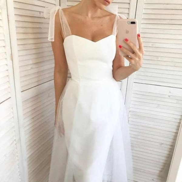 Ready to ship Wedding Dress (US4 - US10) // Short wedding dress • midi wedding dress • elopement dress • coctail dress • SAMPLE SALE