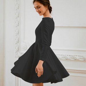 Little black dress black wedding dress reception dress long sleeve dress elopement wedding image 1