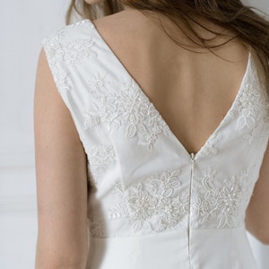 Lace wedding dress short sleeves dress simple wedding dress minimalistic dress romantic white dress A-line dress image 3