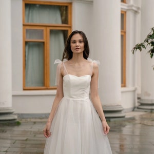 Midi wedding dress tulle wedding dress modest wedding dress simple wedding dress short wedding dress a-line wedding dress image 8