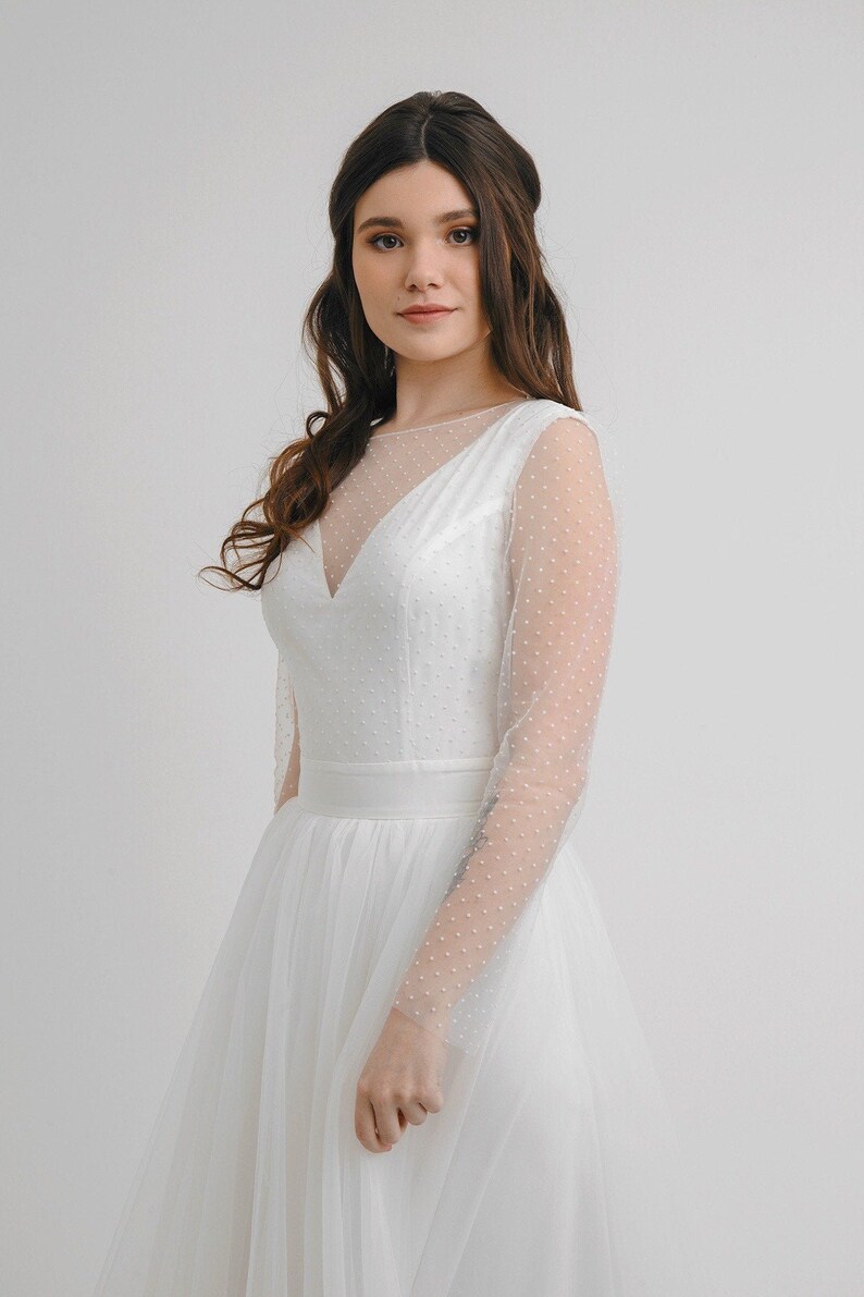 Ready to ship Wedding dress // TULLE lace long sleeve wedding | Etsy