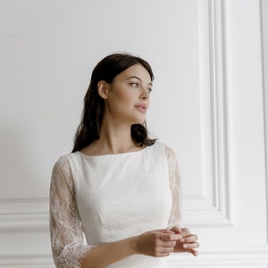 Lace wedding dress long sleeves dres minimalist dress casual wedding dress unique wedding dress image 7